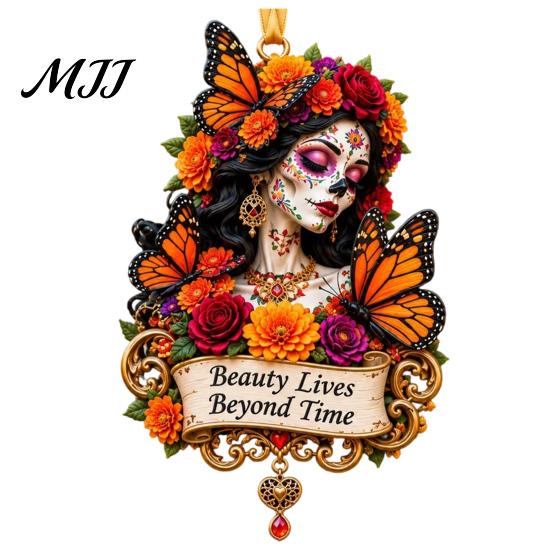 Vnitřní bytové doplňky Ozdoba na Den mrtvých, Mexická květinová kostra Závěsná dekorace, Akrylové Potřeby pro oslavu Festivalu Dia De Los Muertos