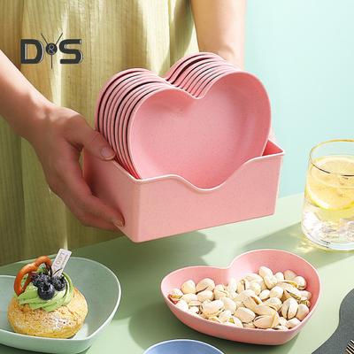 1 Set Stapelbare Snack Platte Lebensmittel Grade Praktische Herz-Förmigen Desktop Spieß Knochen Teller Obst Tablett