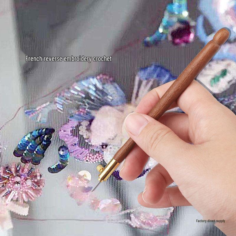 Ultra-Fine Handle Crochet Hook & Needle for Bead & Sequin Embroidery