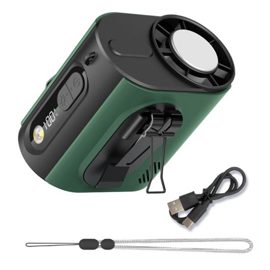 Portable Clip-on Fan with LED Fan Adjustable Wind Light Wearable Waist Speed Semi-Cooling Fan for Outdoor
