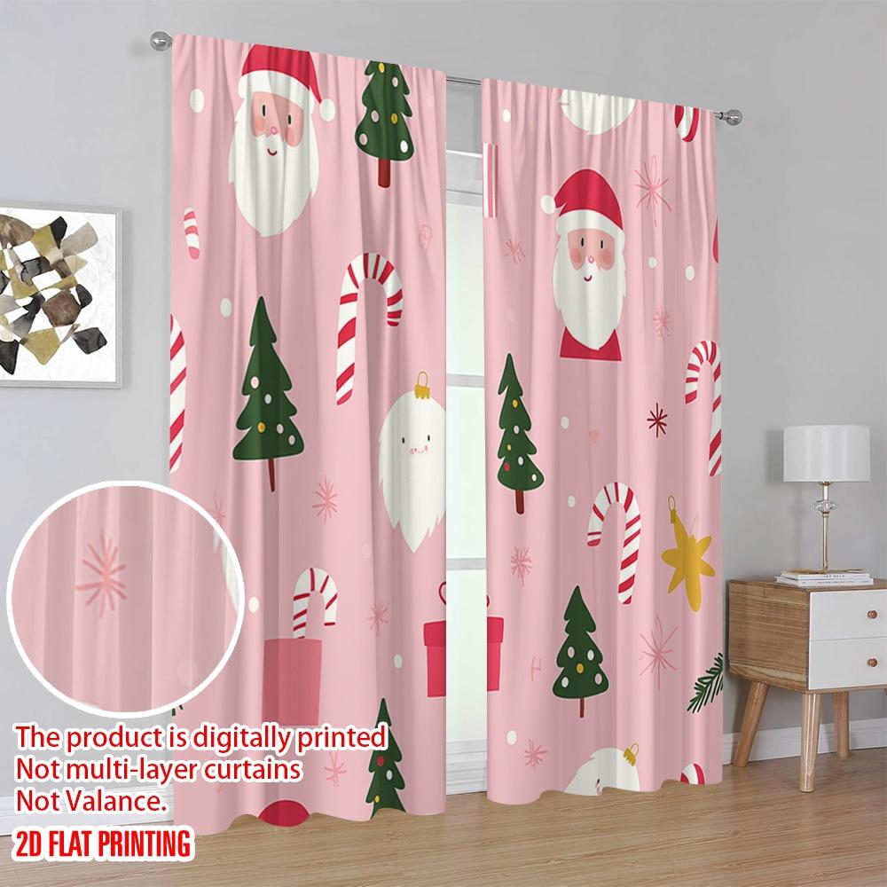 2 Stück, 2D-Flachdruck Beliebte Vorhangpaneele Weihnachtsbaum Schnee Geschenk (2) Vielseitiges, strapazierfähiges Polyester (ohne Stange) Dekorationen