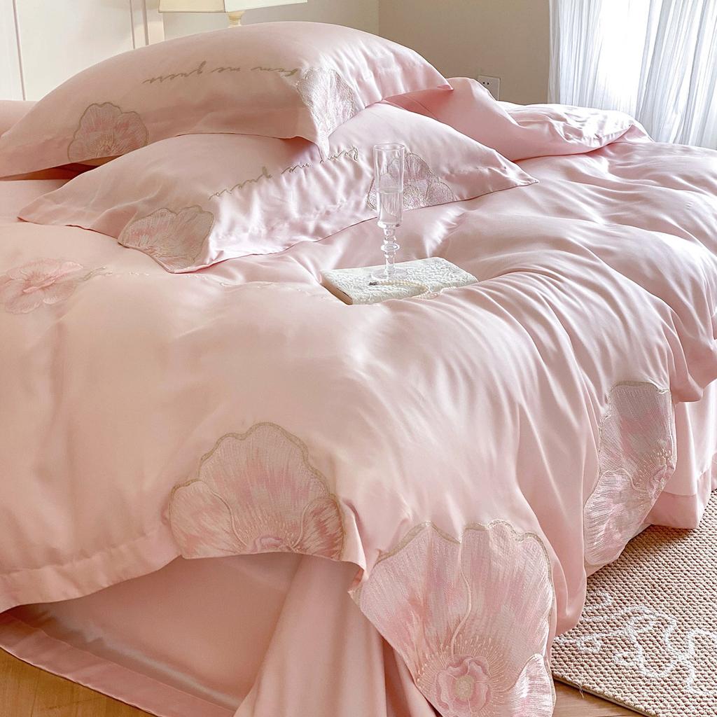 80 Tencel Cool and Minimally Embroidered Four Piece Set Silk Smooth Lyocell Bedding Farrell
