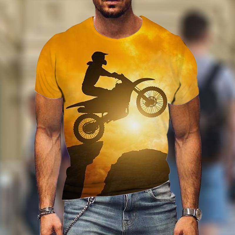 

Fashion Motorcycle Graphic T Shirts For Men Summer Trend Short Sleeve 3D Printed Rider T-shirts Loose Streetwear Cool Tees Tops XS