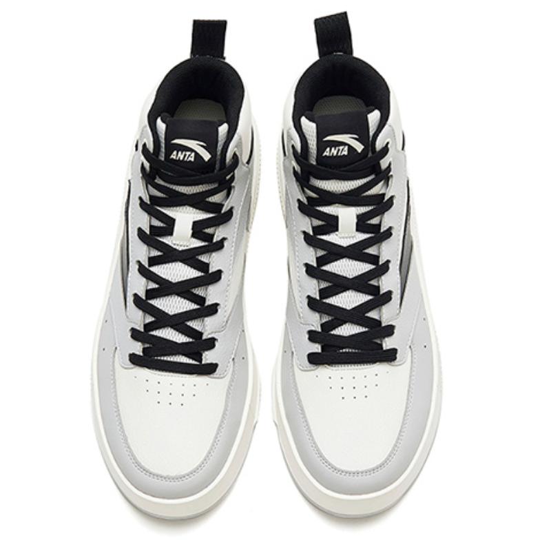 Anta Milk Cap 2 High Top Slip Resistant, Abrasion Resistant, Lightweight Skateboard Shoes Men's Gray Black Sneakers 912338008-3