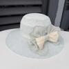 Spring and summer outdoor big eaves sunscreen bucket hat fashion casual linen breathable beach hat ladies sunshade basin hat