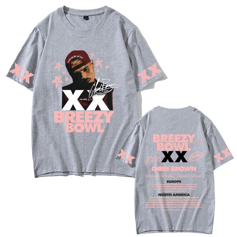 2026 SpringSummer Rap Artist Chris Brown Breezy Bowl XX Tour Mens and Womens HipHop Streetwear TShirts