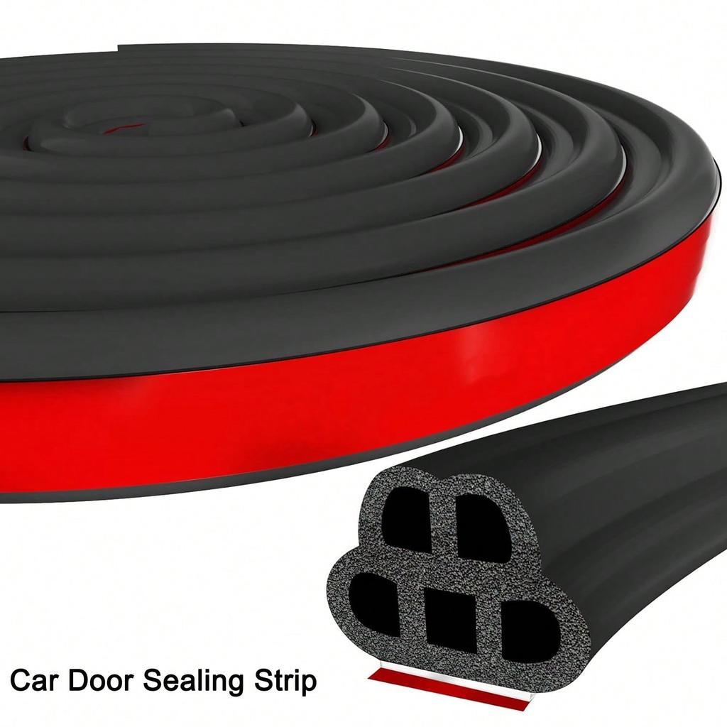 Universal Car Door Rubber Seal Strip Self Adhesive Automotive Door Soundproofing Weather Stripping Double Layer 5-Hole Auto Weatherstrip Fit Truck