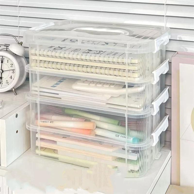 4-Schichtige Transparente Kunststoff-Aufbewahrungsbox Abdeckung Unterteilte Schubladen-Aufbewahrungsbox Baustein-Aufbewahrungsbox Tragbare Aufbewahrungsbox