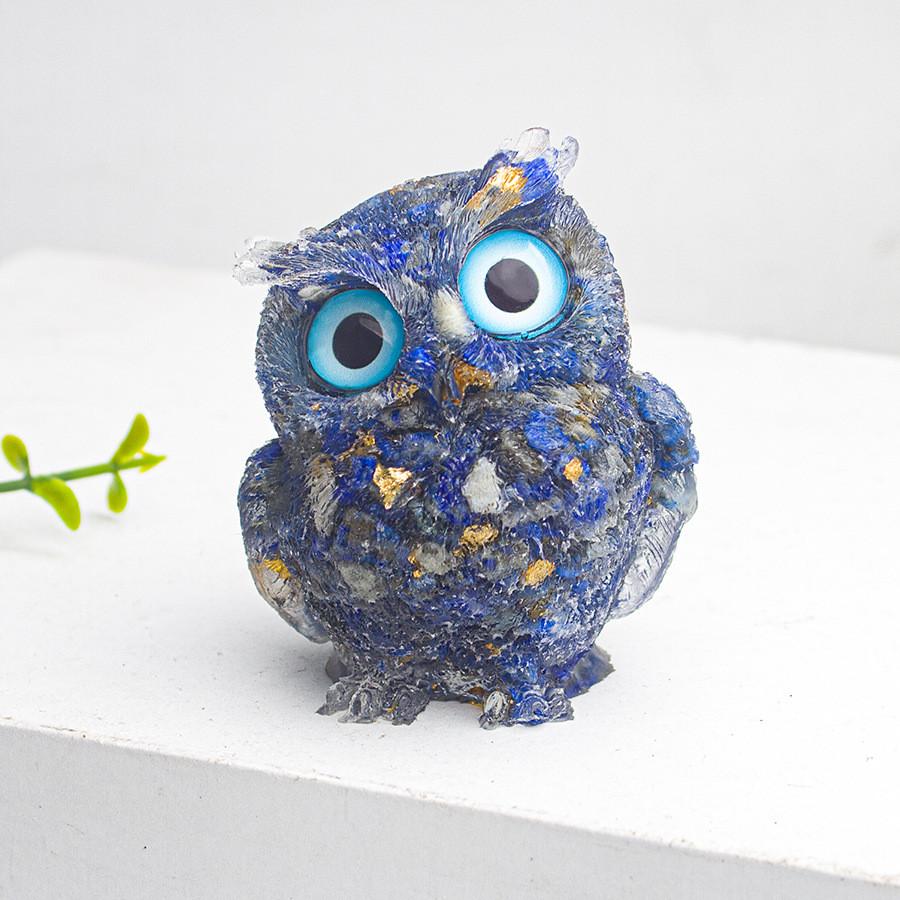 Natural Crystal Owl Car Ornament For Office Desk Decor Gift For Kids