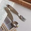Compact Stainless Spoon And Fork Set For Kids Short Handles Ideas For Snacks Sweets Baby Supplementary Food Spoon