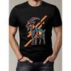 European Sizes Men's Vintage Geometric Goat Face T-Shirt