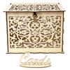 Wooden Wedding Card Box Wedding Decoration Supplies DIY Mr&Mrs Couple Flower Pattern Envelope Sign Cards Wood Box