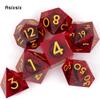 7 Pcs Red Eyeball Golden Number Sharp Edge Resin Dice Polyhedral Dice Suitable for Role-Playing RPG Board Game
