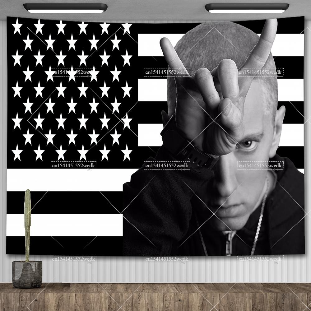 Amerikanischer Rap-Gott Hip-Hop-Musikflagge Eminem Wandteppiche Wandbehang Meme-Wandteppich Kunst Ästhetische Raumdekoration Schlafzimmer-Wandbehänge