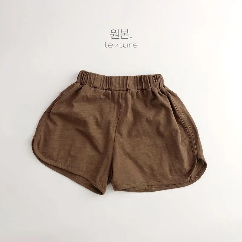 Korean Summer Kids Slub Cotton Shorts Soft Breathable Unisex Casual Sporty Outerwear Trendy