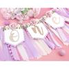 Baby Girl 1st birthday highchair banner -Purple Floral Garland, Purple And Pink First Birthday Decoration, Rose 1st Bday Banner, floral birthday