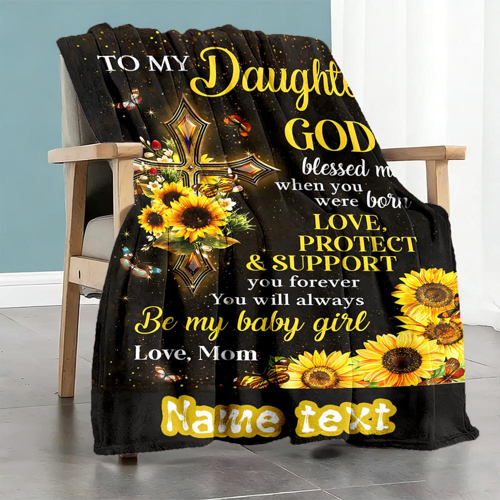 Daughter Customize Text Blanket Multi-purpose Customizable Blanket Warmthful Decor Great for Home Decor Nap Livingroom Living Room