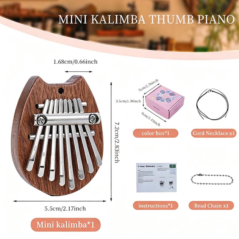 Mini 8 Key Solid Wood Kalimba With Portable Lanyard And Crisp Sound Perfect For Music Beginners Kids Casual Play Travel Gift