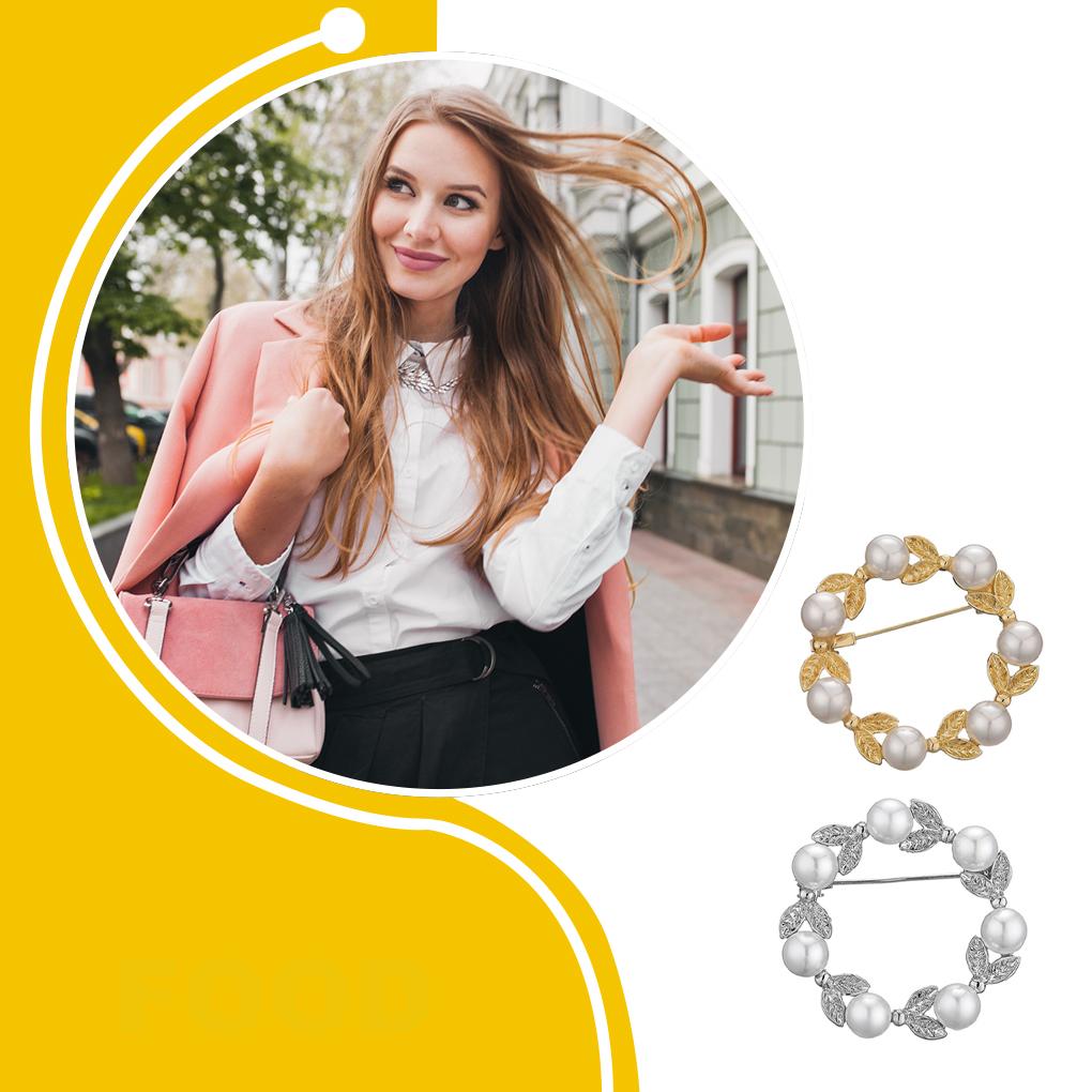 Damen Perlenbrosche Korsage Schmuck Exquisite Kleiderdekoration Blätter Broschen Anstecknadeln Modeaccessoire Kleider Ornament