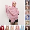 Solid Color Muslim Long Headscarf 2in1 Women Chiffon Shawl Instant Chiffon Hijab Scarf Women