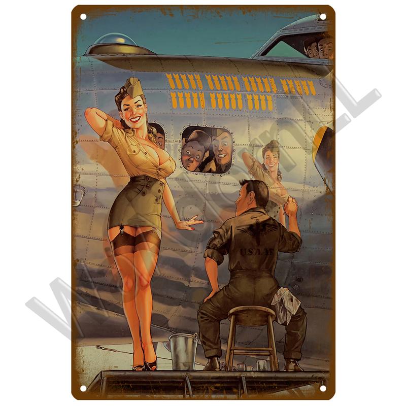 Vintage Metal Signs Aircraft Plate Retro Tin Sign Fighter Jet AirPlane Metal Plaque Painting Living Room Home Wall Decoration