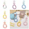 Bowknot Candy Color Beads Keychain Anti-lost Phone Wrist Strap Phone Acrylic Lanyard  Jewelry Gift