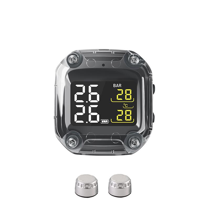 

Wireless Motorcycle TPMS Tire Pressure Monitoring System Digital LCD with Two External/Internal Sensors for BMW for Honda Externe silver