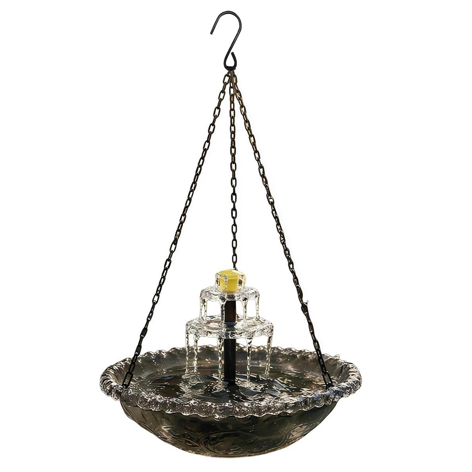 

Cascade Hanging Bird Bath Fountain with Solar Pump & Glass Bowl Outdoor Bird Feeder Hanging Hummingbird Feeders for Garden Decor зелёный