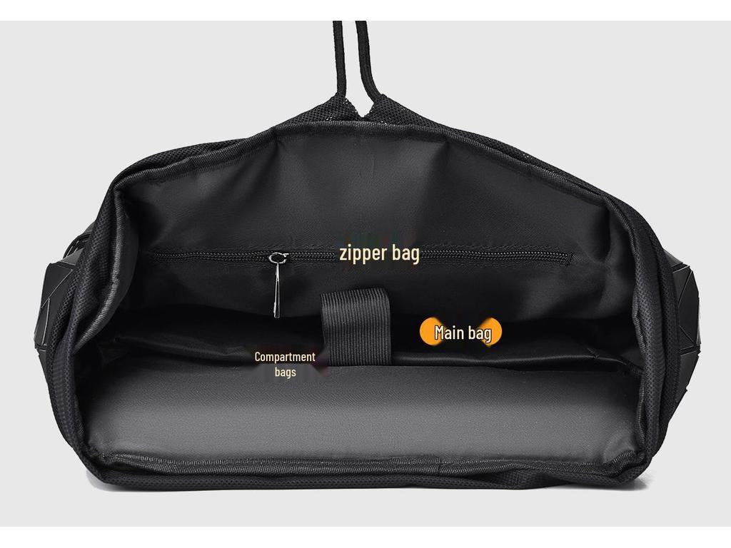 Trendy Men's Geometric Pattern Bookbag: Stylish, Versatile, Large Capacity, Lightweight Double Shoulder Backpack