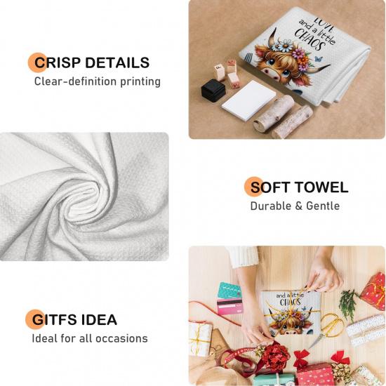 Funny Highland Cow Kitchen Towels Decor Gifts for Women, Farmhouse CuteHighland Cow Dish Tea Hand Towels for Kitchen Decor, 16x24 Inch