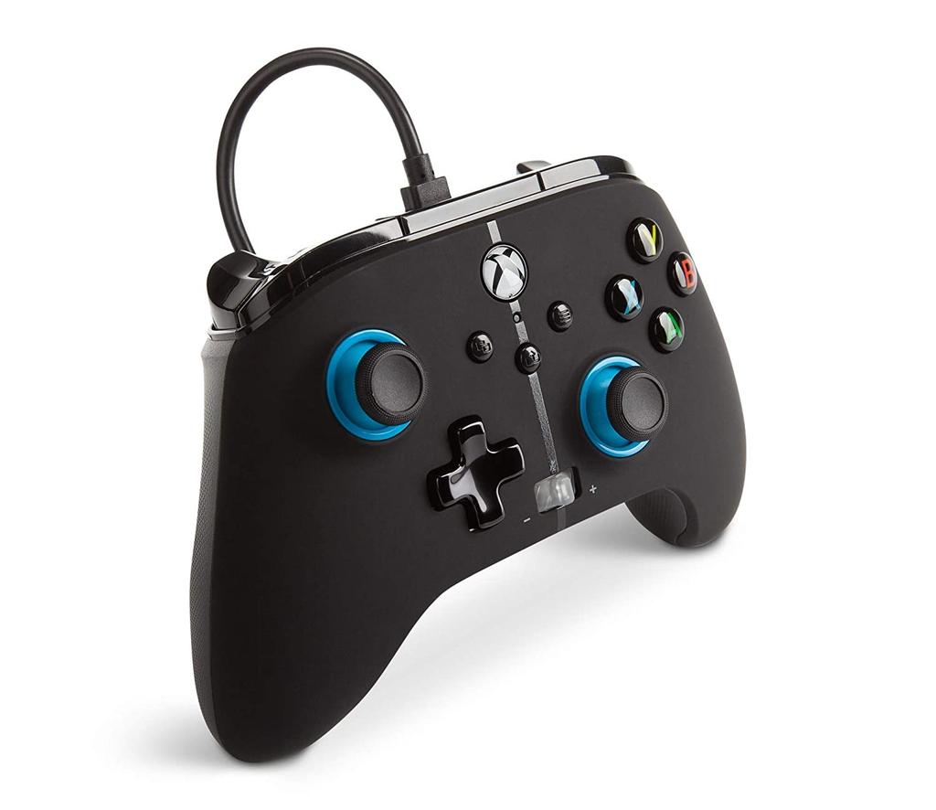 Officially Licensed Xbox PowerA Enhanced Wired with Dual and Rear for Xbox Series Xbox and PC Windows Product Controller, Blue, Tips, Vibration,