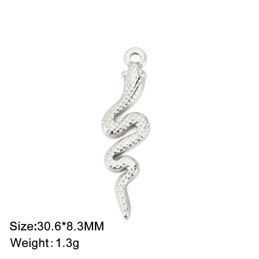 5pcs/lot Stainless Steel Snake Charms for Jewelry Making Gold DIY Pendant for Earring Necklace Bracelet