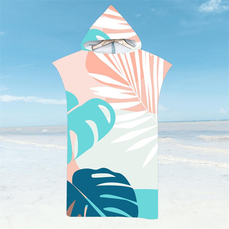 Microfiber Quick-Dry Hooded Beach Poncho Bathrobe for Adults