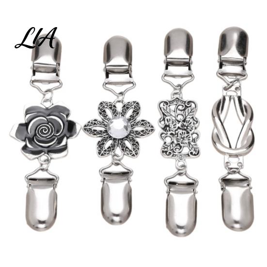 Vintage Clothing Fasteners 4Pcs Sweater Clips for Women Girls, Retro Floral Cardigan Clips, Elegant Scarf Clasps Shawl Clip, Waist Cincher Loose Tops,