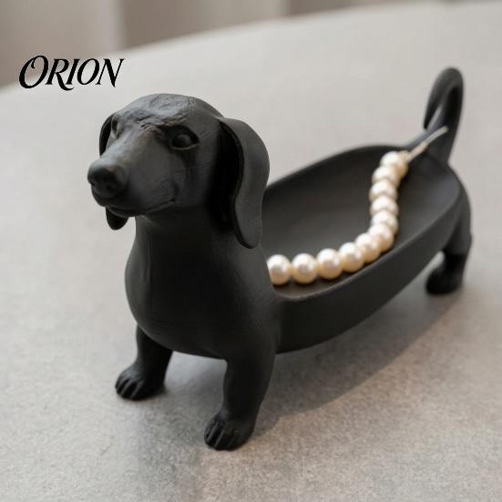 Modernes Wohndekor Tablett 3D-gedruckter Dackel Aufbewahrung für Schmuck Schlüssel Ohrringe, Kreatives Schreibtisch Zubehör Organizer, Tischdekoration Hund