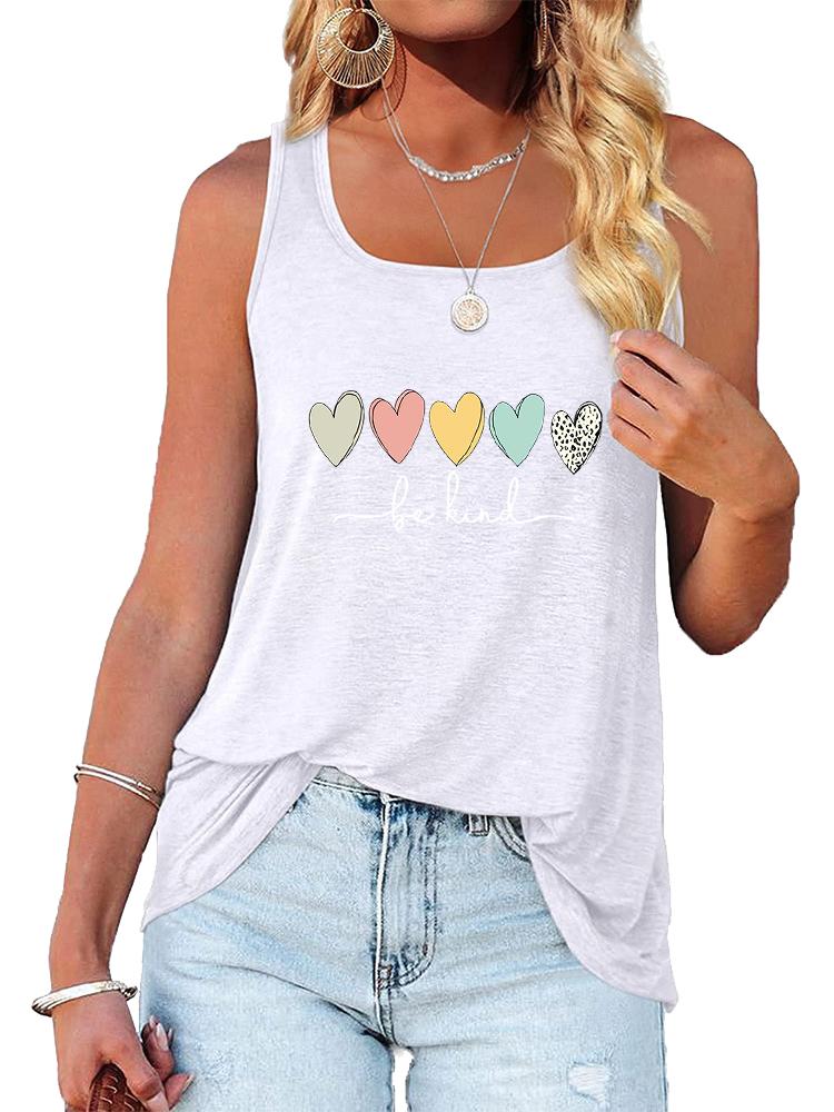 Women Fashion Print Sleeveless Top Summer Casual Loose Tank Top