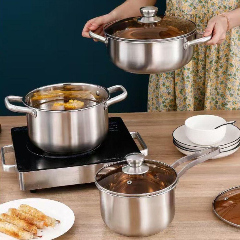 Glasdeckel Suppentopf Verdickter Milchtopf Multifunktionaler Hot Pot Küchenkochgeschirr