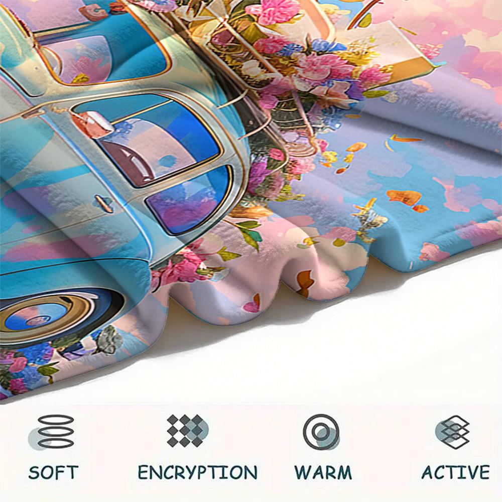 Car Print Flannel Blanket, High quality Comfortable for All Seasons, Home Decor, Warmth and Comfort, Perfect for Christmas Gifts