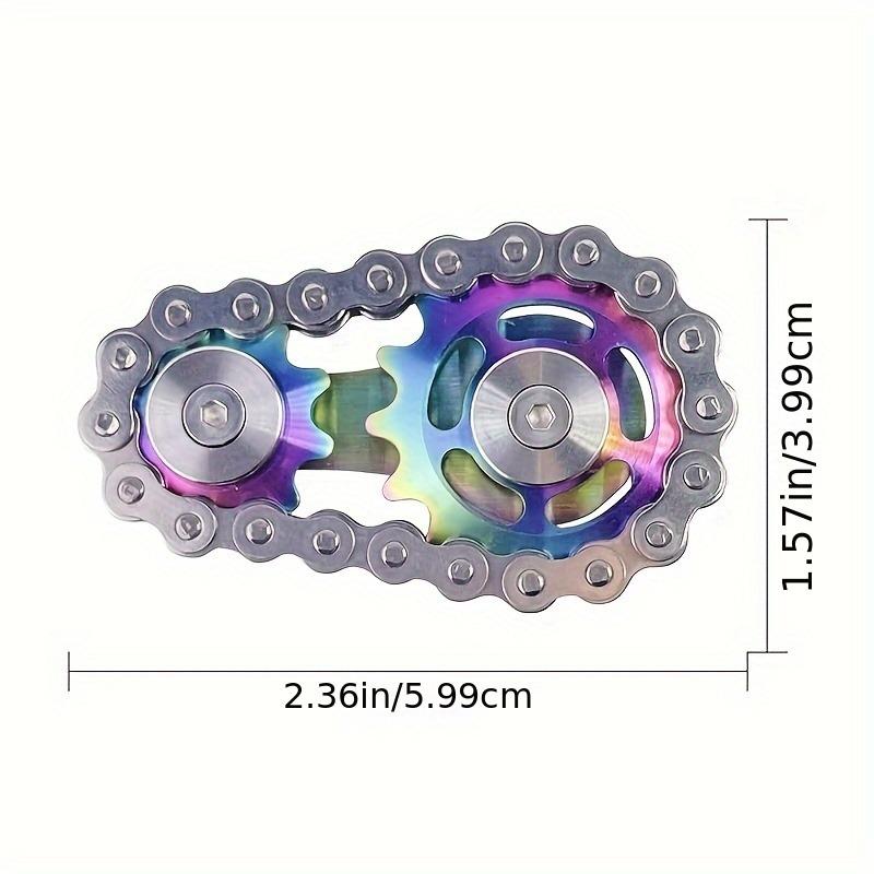 Fingertip Gyroscope, Linked Bicycle Chain Gyroscope Design, 2-gear Rotating Finger Game Durable Mechanics and Smooth Bearings, Decompression Toy