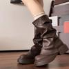 Brown Vintage Maillard Thick Heel Platform Martin Boots Women's 2025 New Summer Versatile Skinny Pant Tube Boots