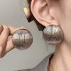 Stainless Steel Round Drop Earrings for Women Exquisite Exaggerated Textured Dangle Earrings Retro Casual Versatile Jewelry Gift