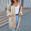 2026 Autumn/Winter European & American Women's Knit Solid Color Pocket Mid-Length Fashion Sweater Coat