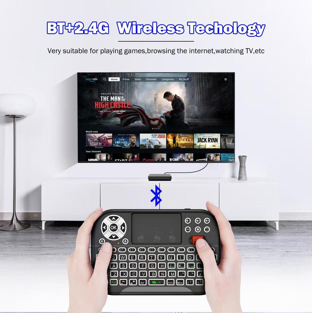 M2 Multi-Mode Mini Keyboard with Touchpad Roller: 7-Color Backlit Air Mouse Keyboard
