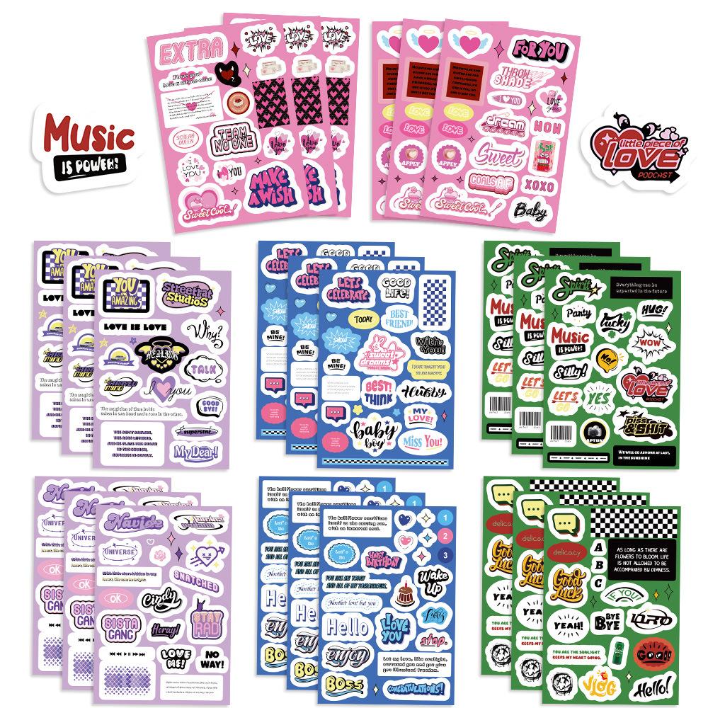 

8 Cartoon INS Colored Art Word Collage Set Stickers DIY Handicraft Waterproof Set Decorative Stickers