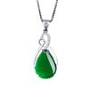 925 Silver-Plated Green Agate Pendant Necklace for Women