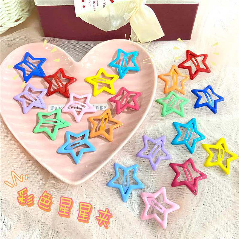 Five-Pointed Star Dopamine Candy Hair Clips for Women - Cute Side Bangs & Flyaway BB Hairpin Accessories