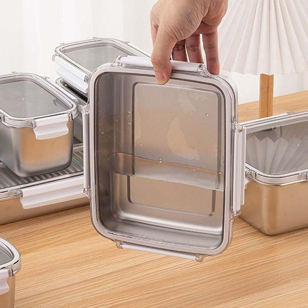 304 Stainless Steel Food Preservation Box Simple Crisper Box Food Storage Containers  Refrigerator