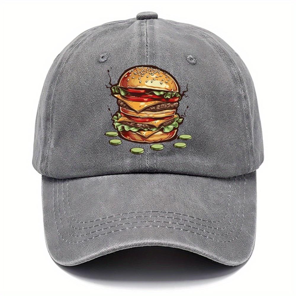 Men's Hamburger Printed Baseball Hat Outdoor Sports Beach and Casual Wear Father's Day Gift