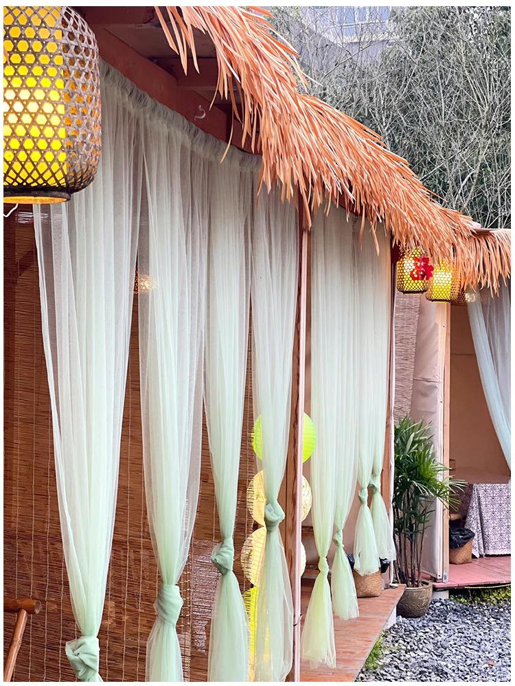 Green Gauze Curtain Gazebo: New Chinese Style Mesh for Outdoor Decor, Kindergarten Design, or Home Environment Arrangement.