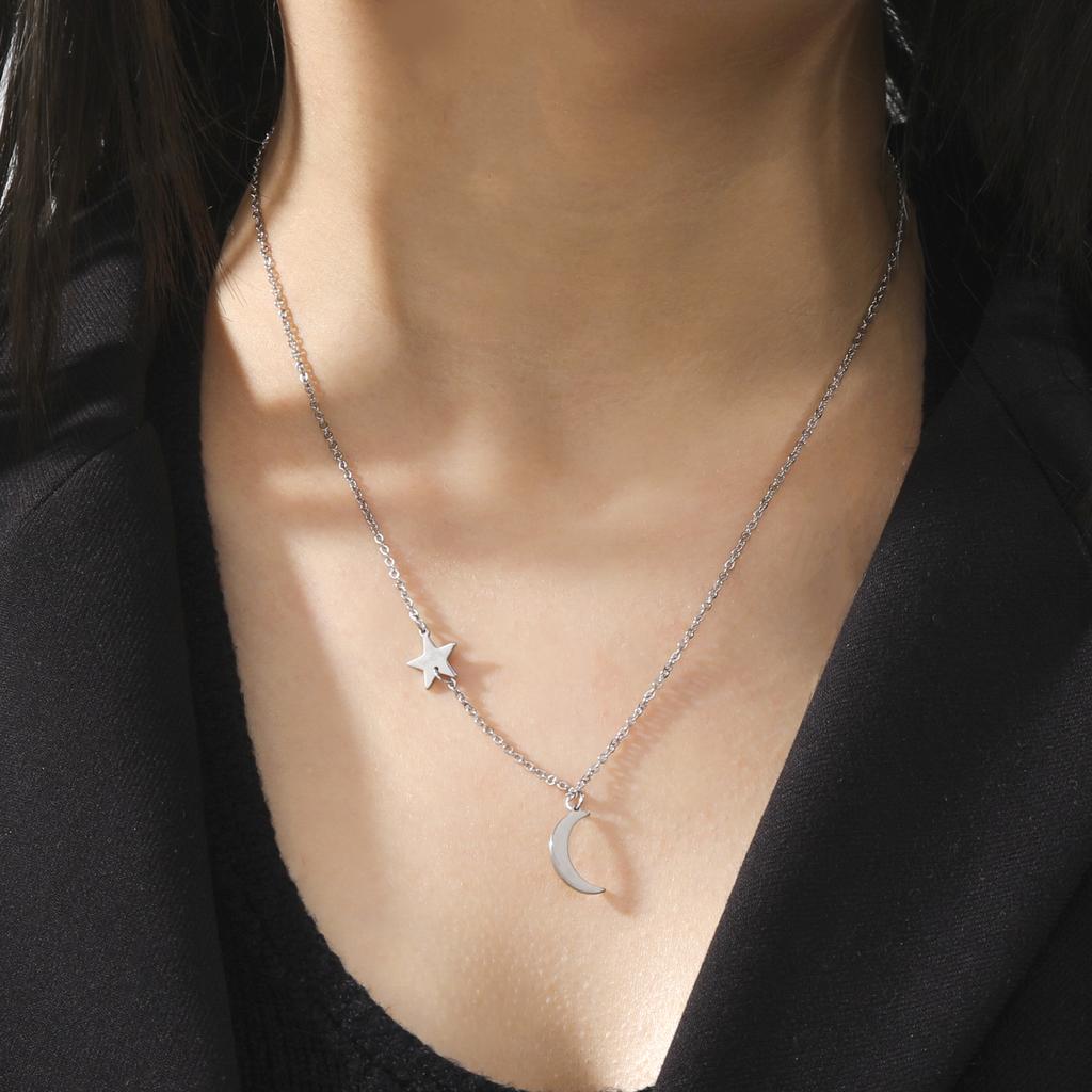 Geometric Round Heart Choker Necklace for Women Stainless Steel Minimalist Simple Clavicle Neck Chain Jewelry